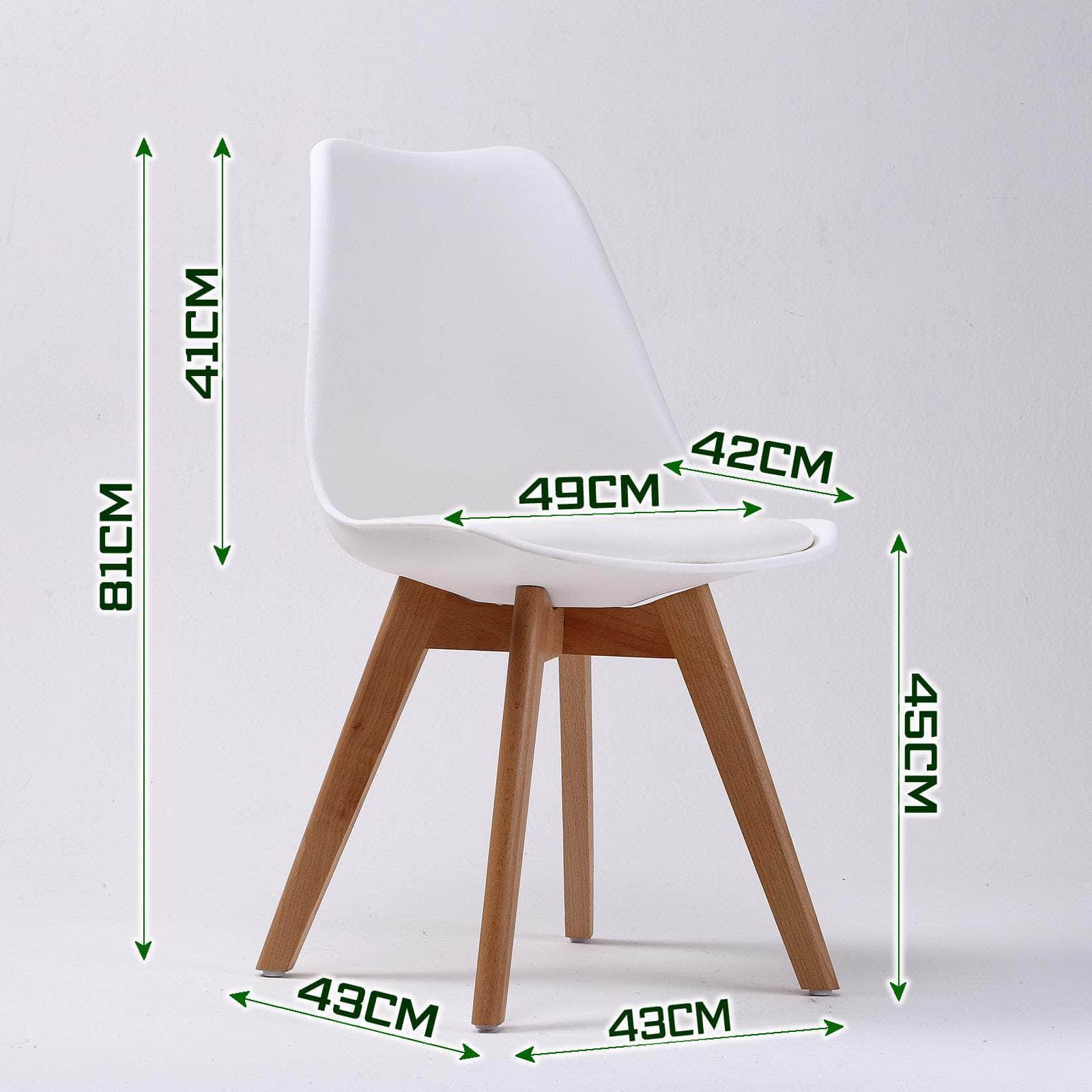 4 Set White Retro Dining Cafe Chair Padded Seat