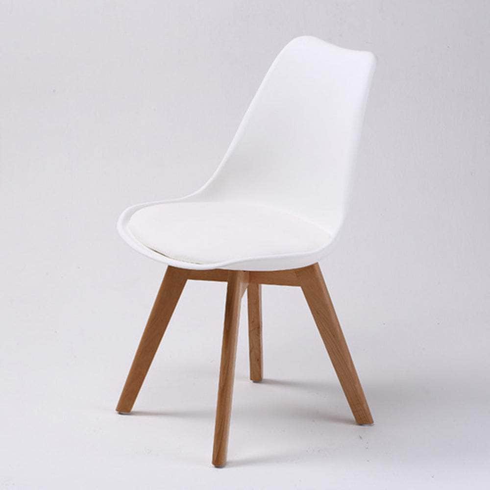 4 Set White Retro Dining Cafe Chair Padded Seat