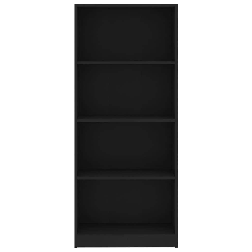 4-Tier Book Cabinet Black Chipboard