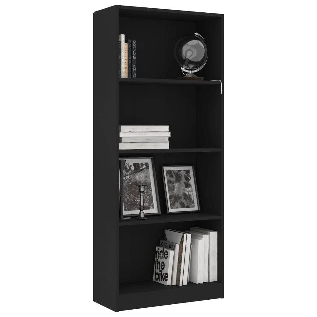 4-Tier Book Cabinet Black Chipboard