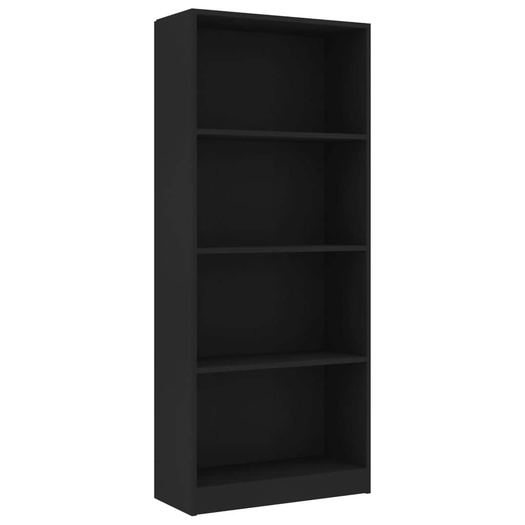 4-Tier Book Cabinet Black Chipboard