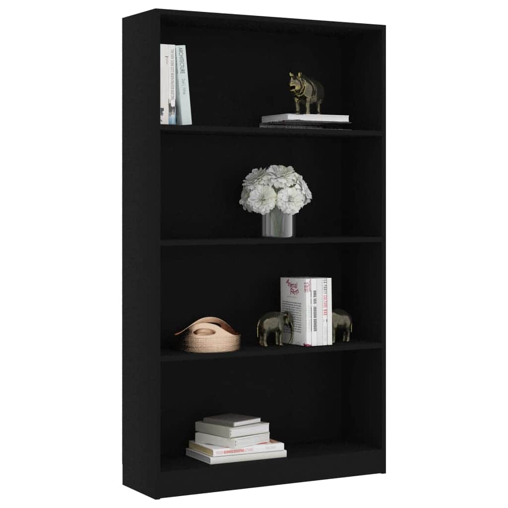 4-Tier Book Cabinet Black, Chipboard