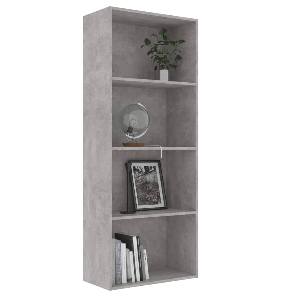 4-Tier Book Cabinet Concrete Grey Chipboard