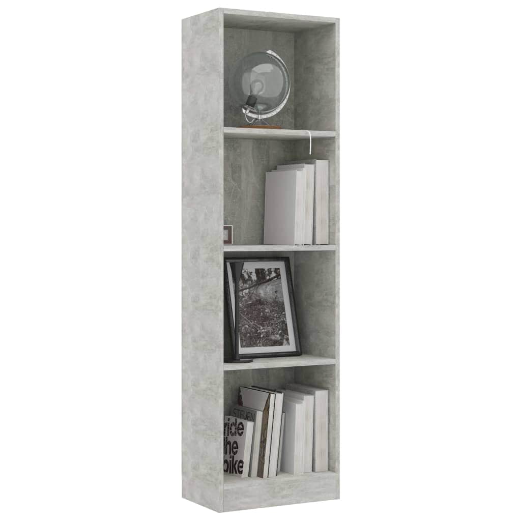 4-Tier Book Cabinet Concrete Grey-Chipboard