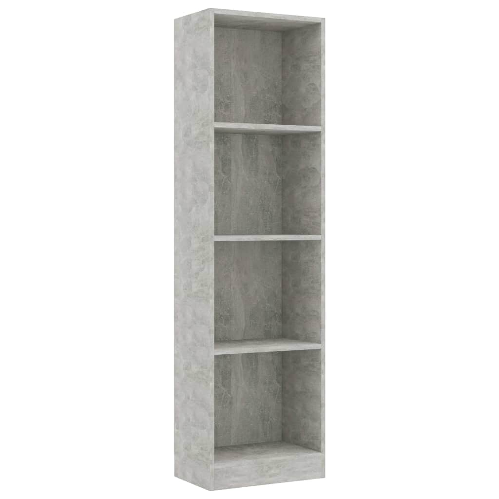 4-Tier Book Cabinet Concrete Grey-Chipboard