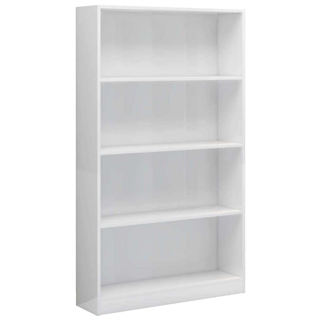 4-Tier Book Cabinet High Gloss White, Chipboard