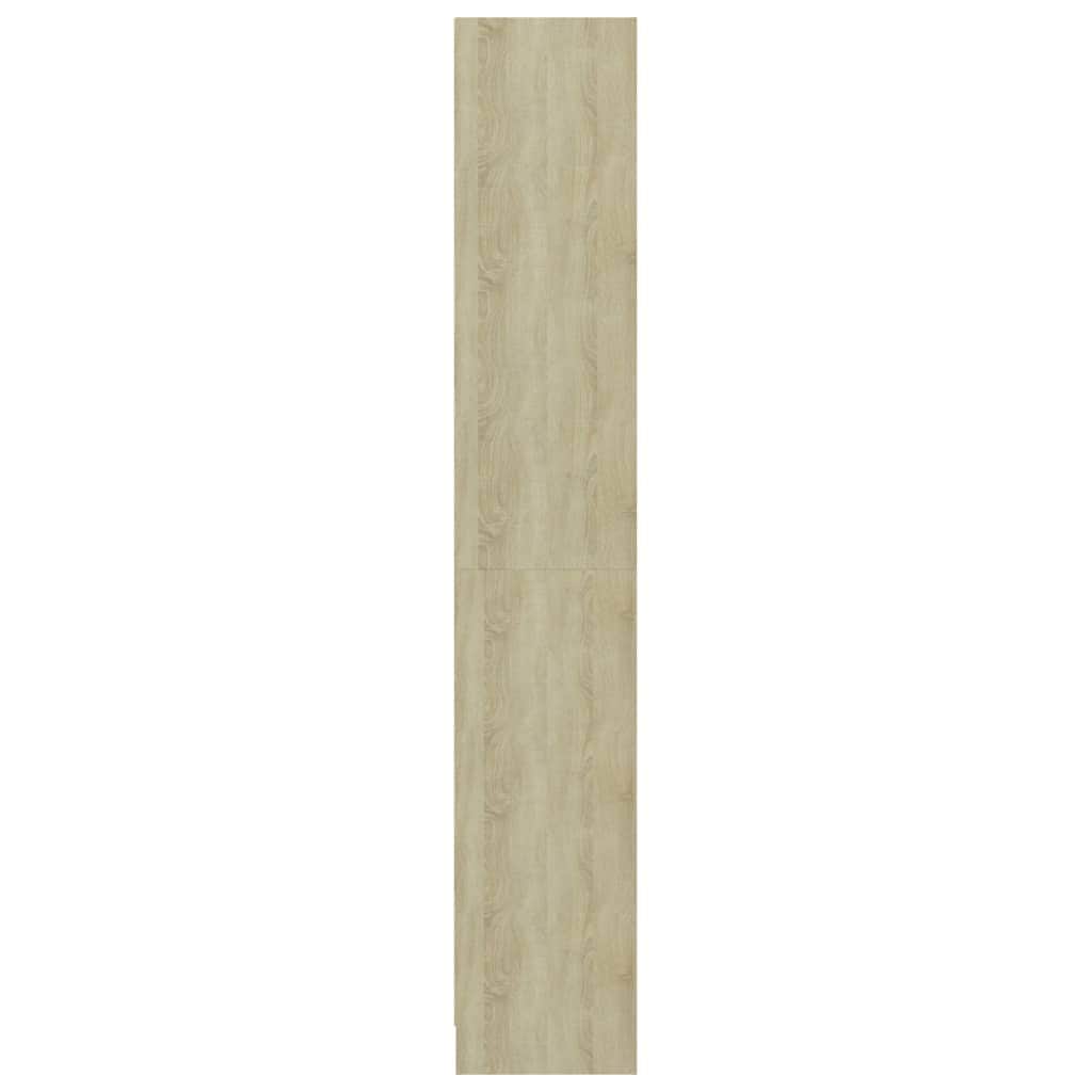 4-Tier Book Cabinet White and Sonoma Oak, Chipboard