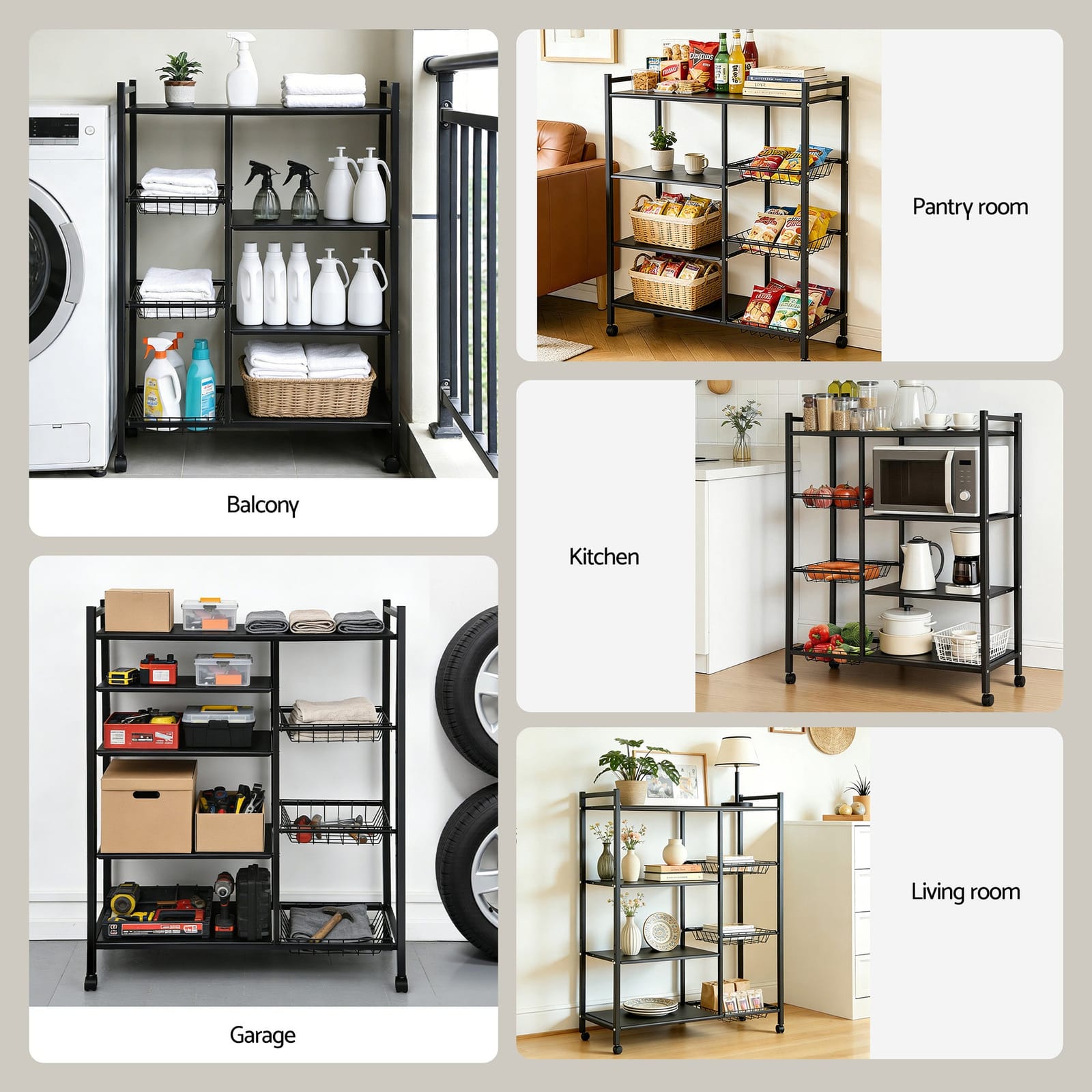 Kitchen Storage Rack Four Tier with Wheels and Three Basket - photo 14