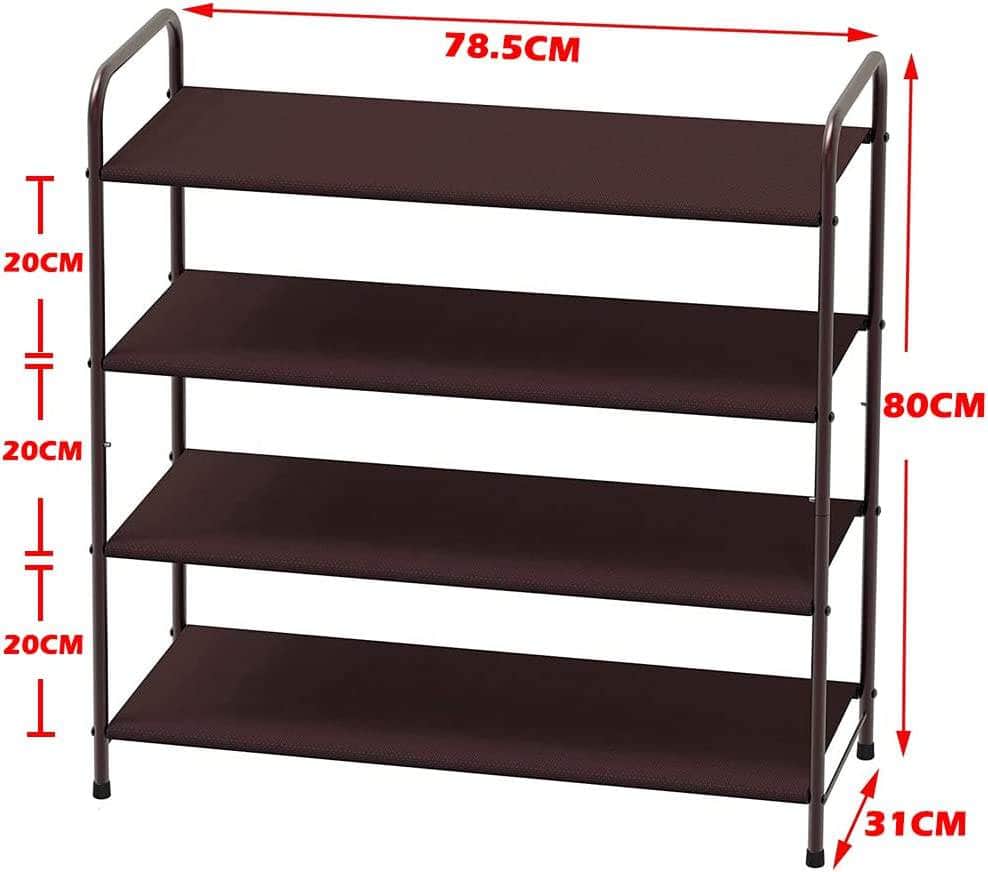 4 Tier Metal Shoe Rack Storage Organiser For Entryway And Bedroom