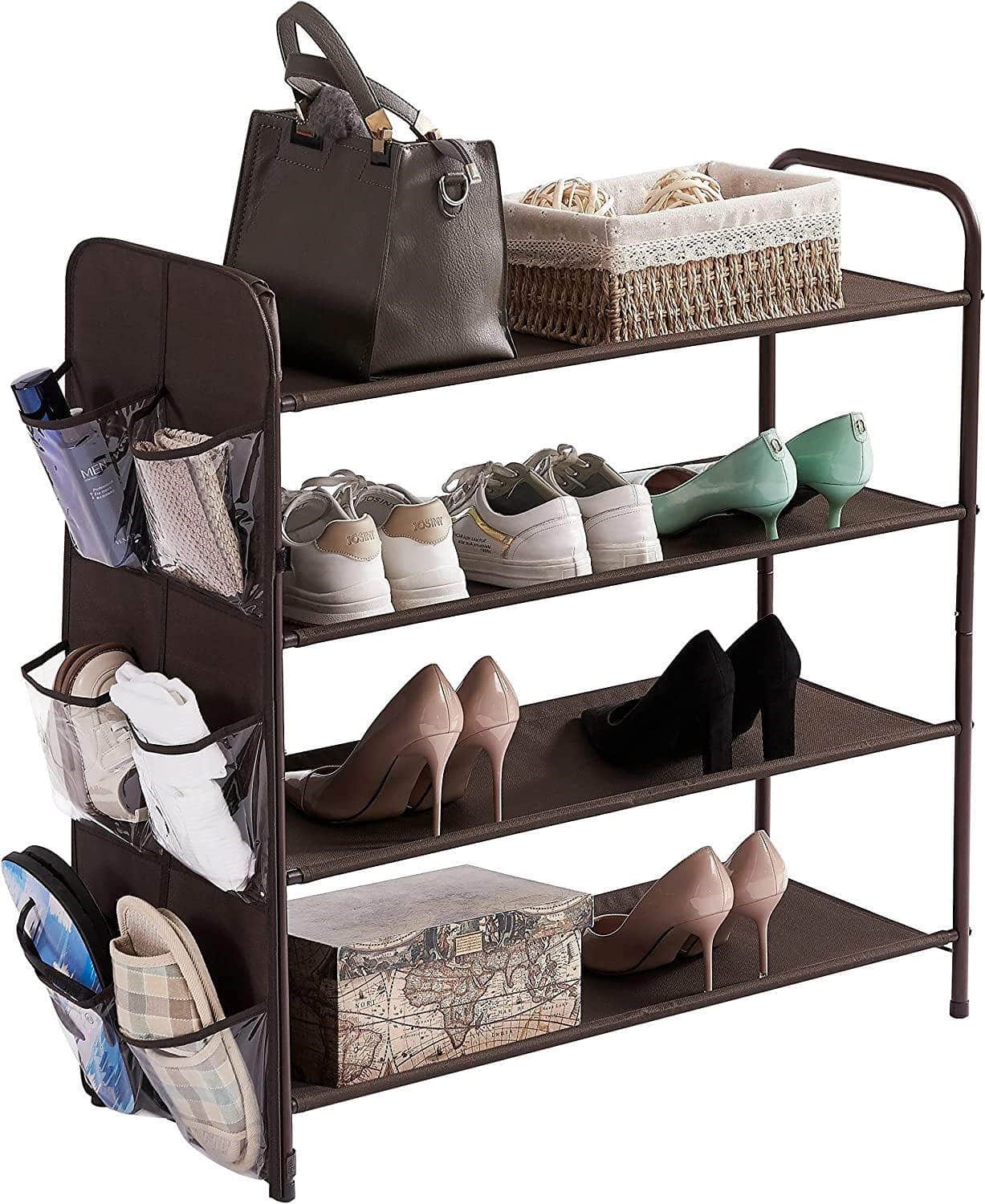 4 Tier Metal Shoe Rack Storage Organiser For Entryway And Bedroom