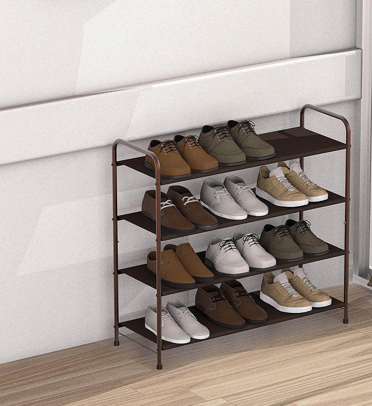 4 Tier Metal Shoe Rack Storage Organiser For Entryway And Bedroom