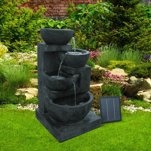 4 Tier Solar Powered Water Fountain with Light - Blue