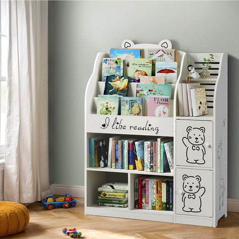 4 Tiers Kids Bookshelf Storage Children Bookcase Organiser Display