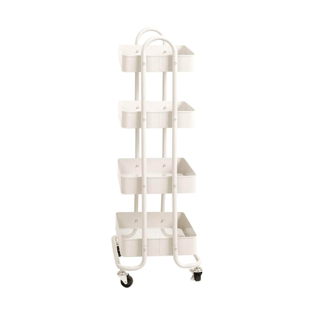 4 Tiers Kitchen Trolley Cart White