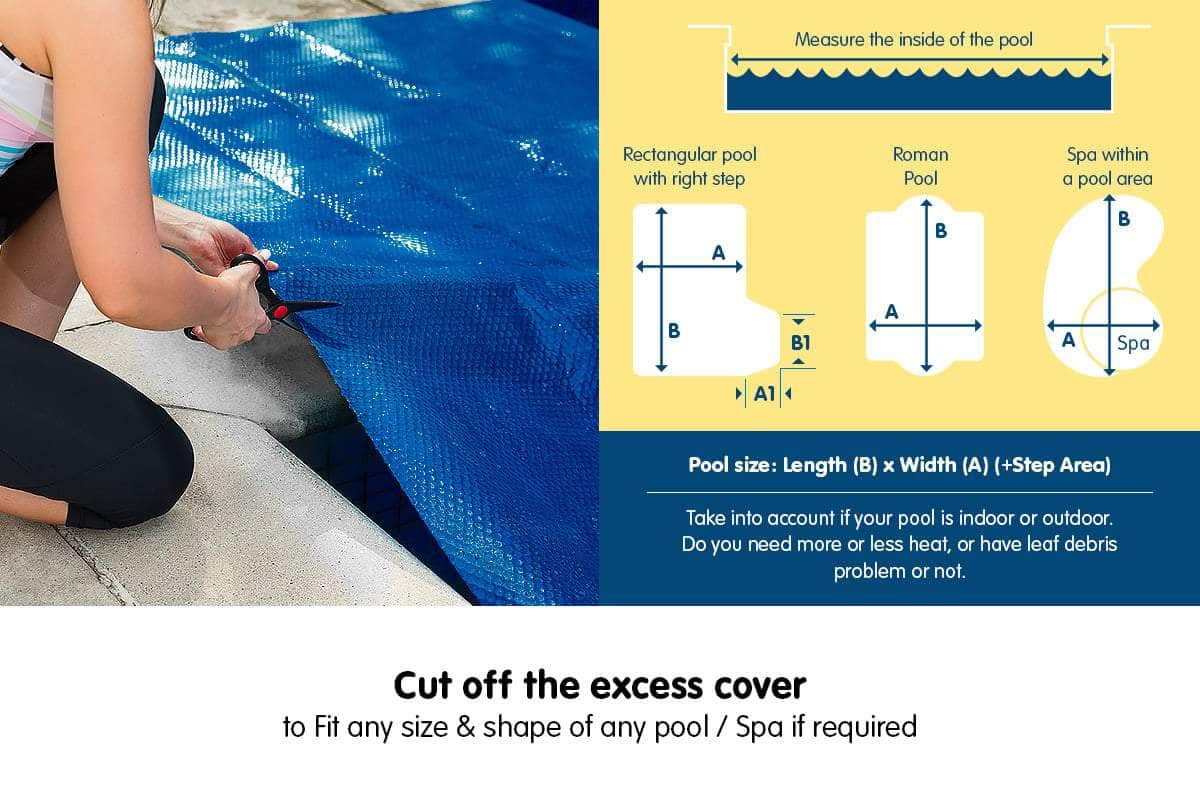 400 Micron Solar Swimming Pool Cover in Blue/Silver (6m x 3.2m)