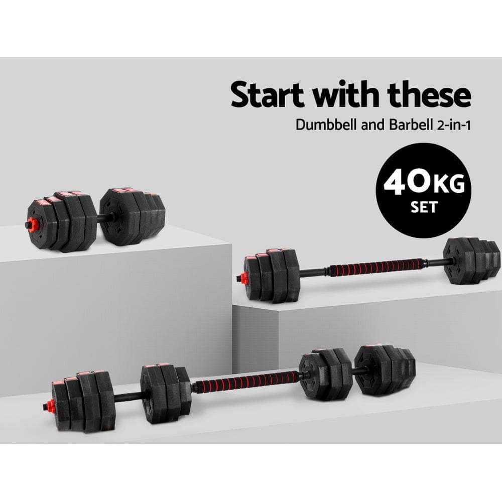 40KG 2-in-1 Dumbbell Barbell Set