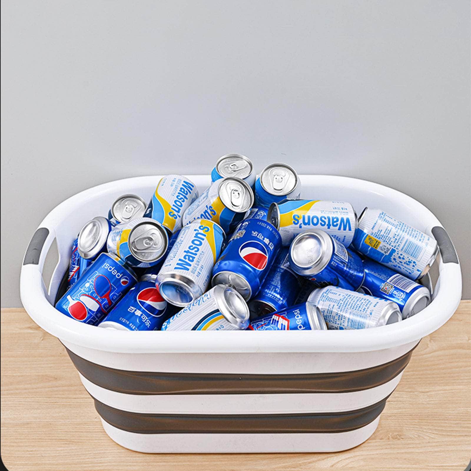40L Collapsible Laundry Basket - Grey/White