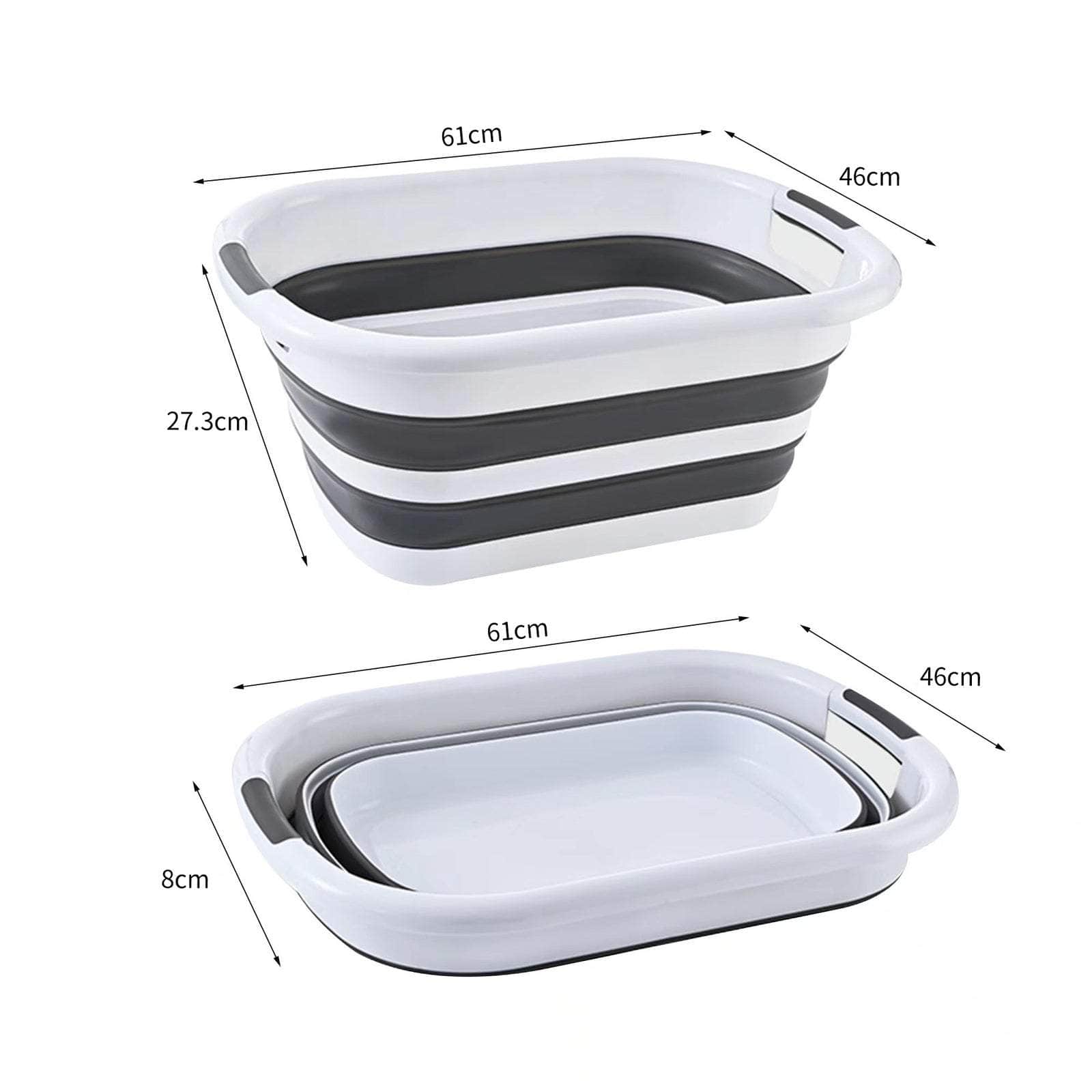 40L Collapsible Laundry Basket - Grey/White