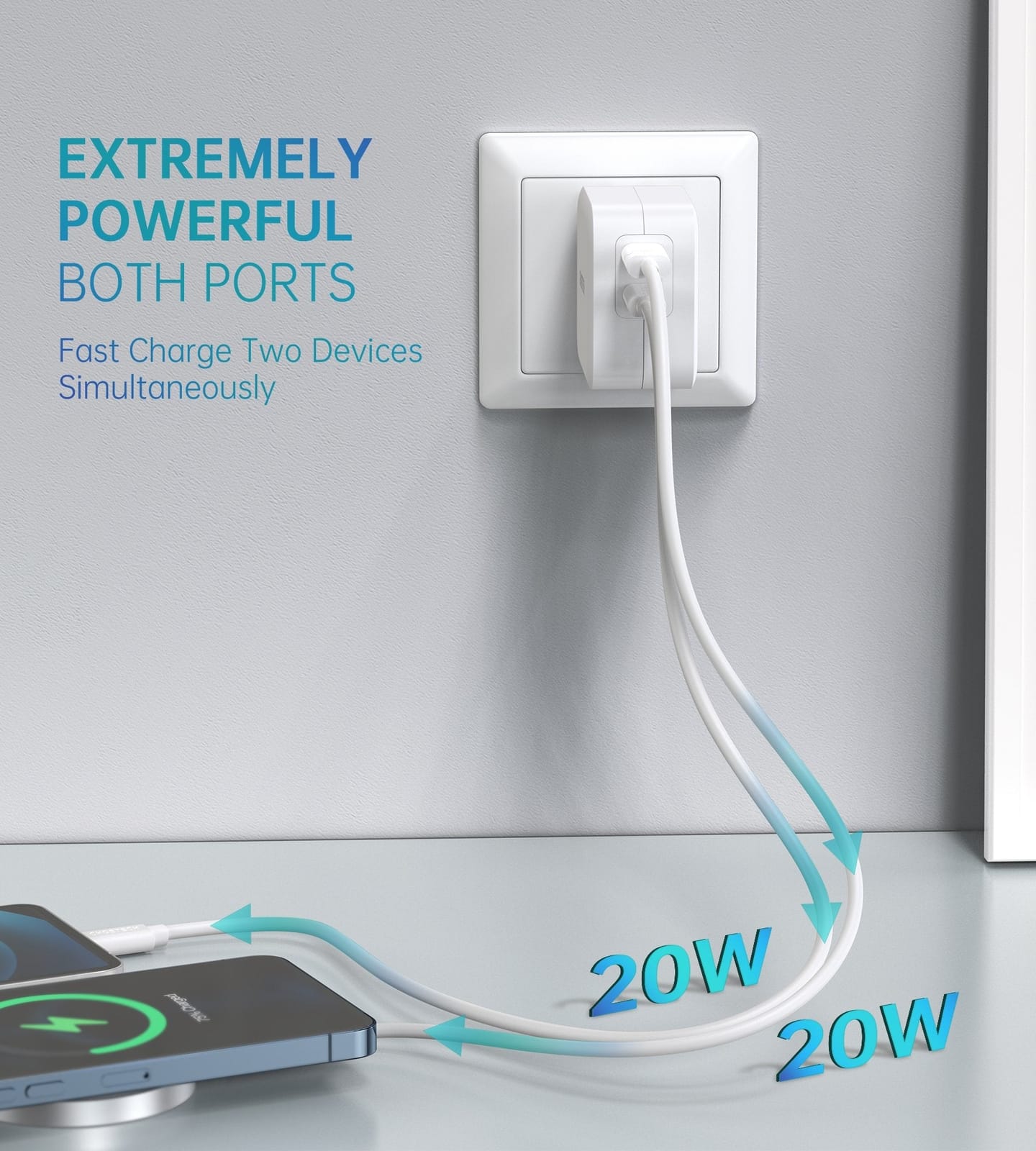 Pd6009 40W Dual Fast Usb C Charger 2-Port 20W Pd 3.0 With Foldable Plug, Phone Chargers - photo 7