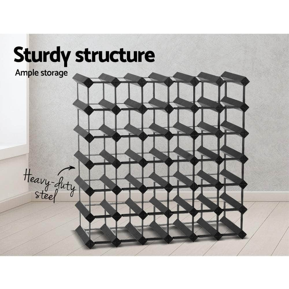 42 Bottle Timber Wine Rack Wooden Storage Wall Racks Holders Cellar Black