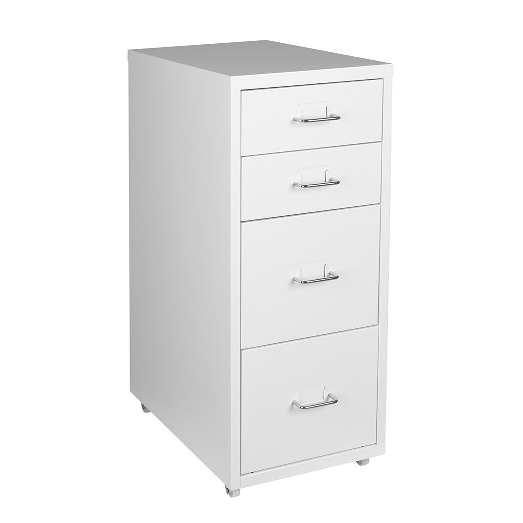 4-Drawer Office Cabinet White Storage Filing Drawers Furniture