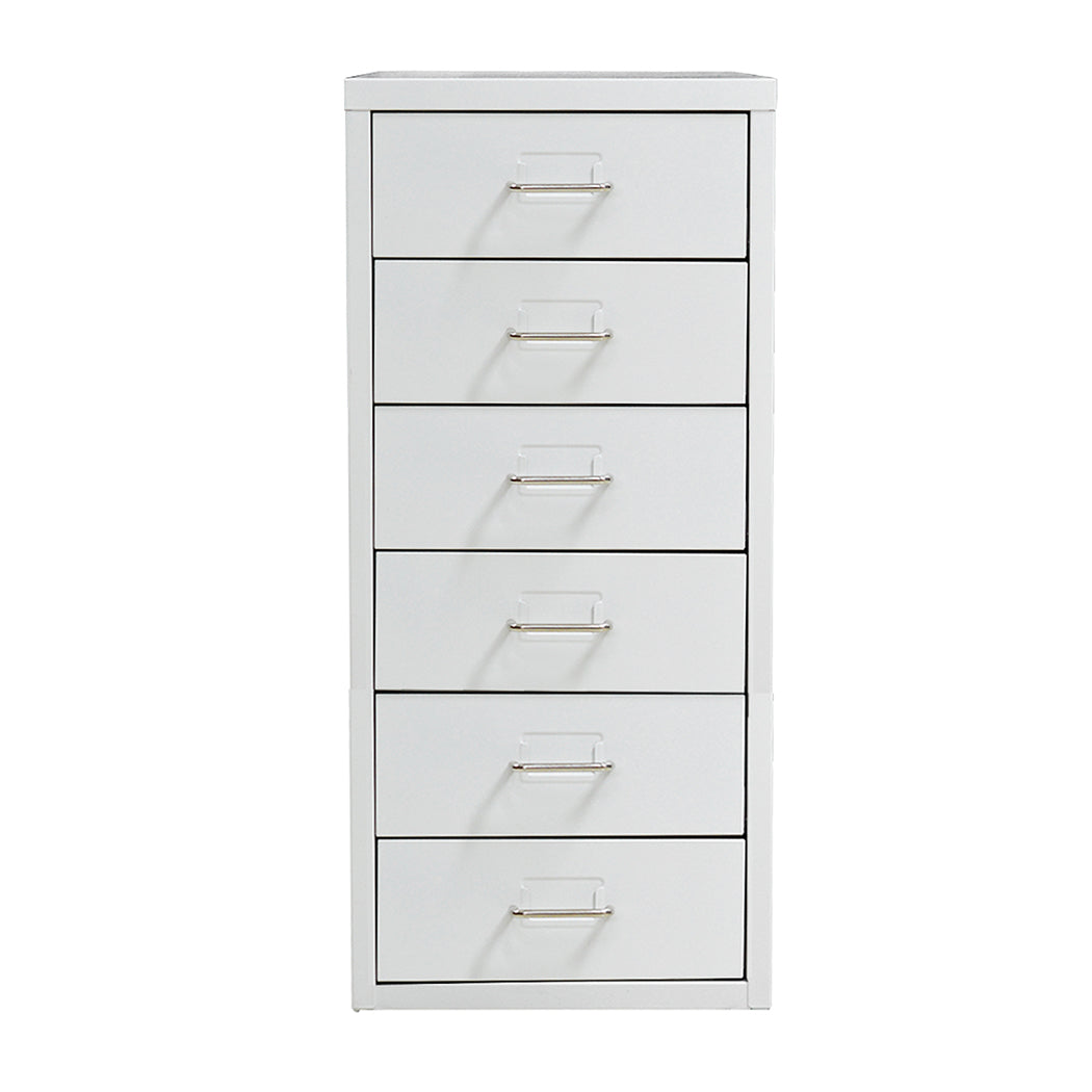 6-Drawer Office Cabinet White Storage Filing Drawers Furniture