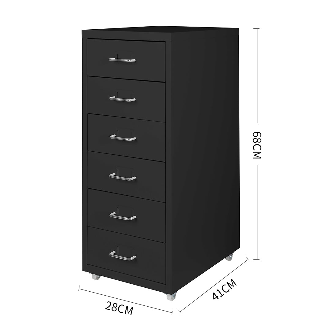 6 Drawer Office Cabinet Black – Office Storage Organizer Unit