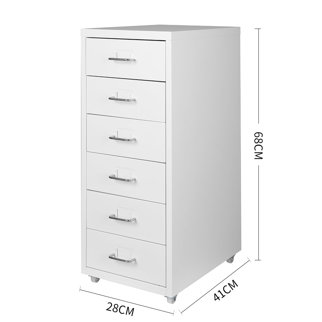 6-Drawer Office Cabinet White Storage Filing Drawers Furniture