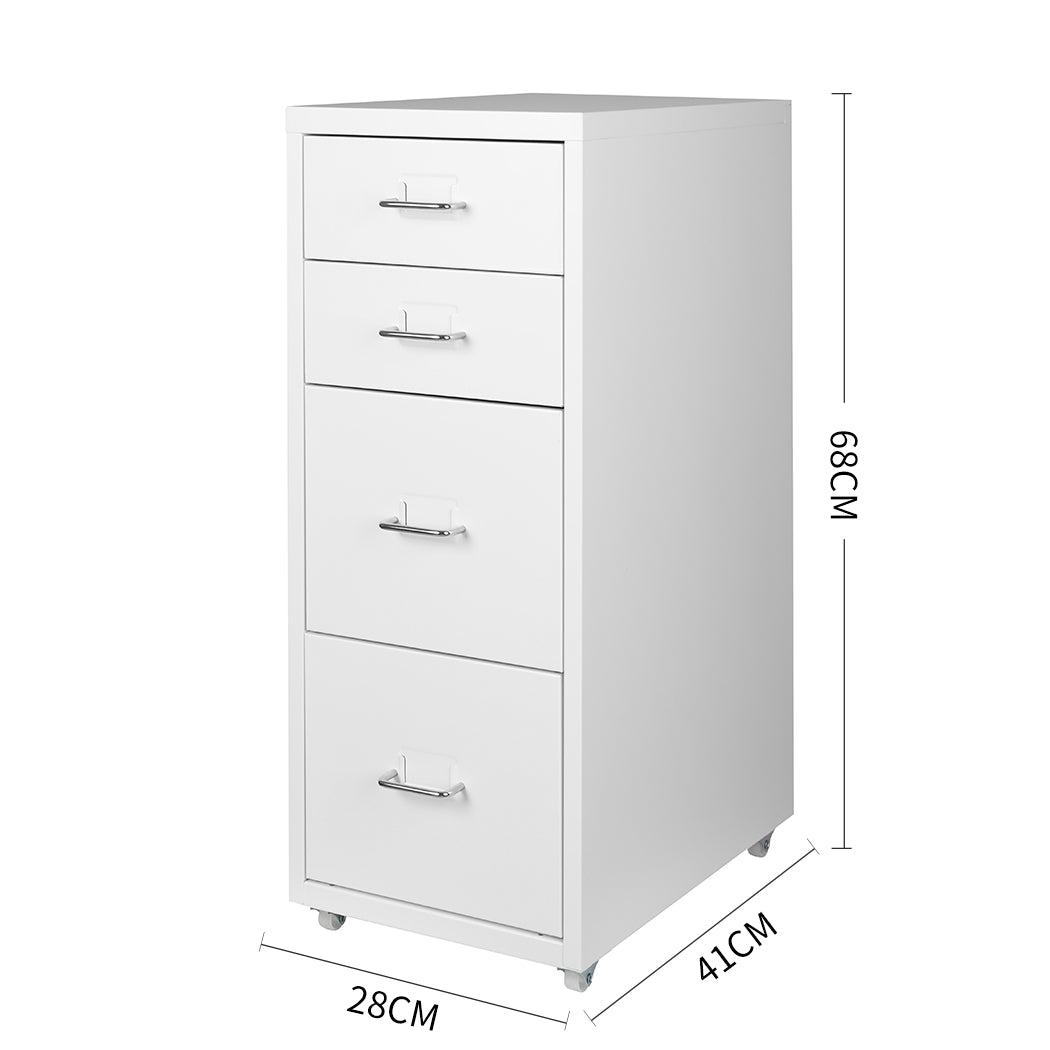 4-Drawer Office Cabinet White Storage Filing Drawers Furniture