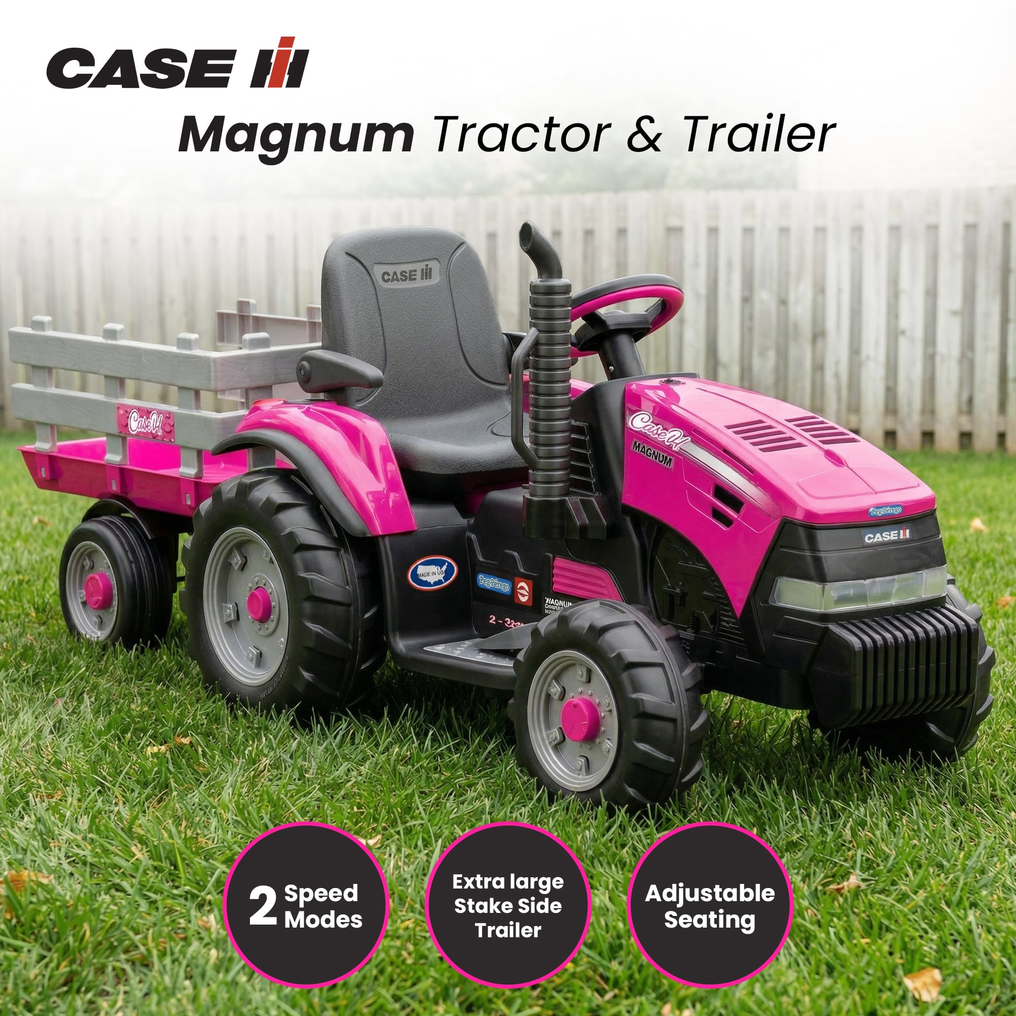 Ride On Tractor 12V Pink 171.45x67.31x62.23cm