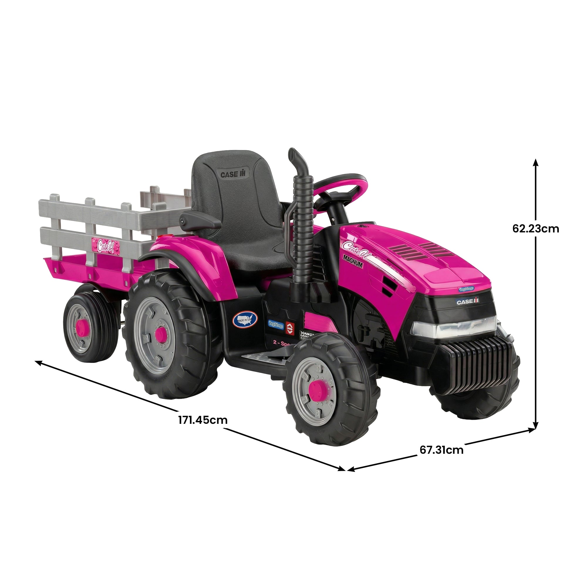 Ride On Tractor 12V Pink 171.45x67.31x62.23cm