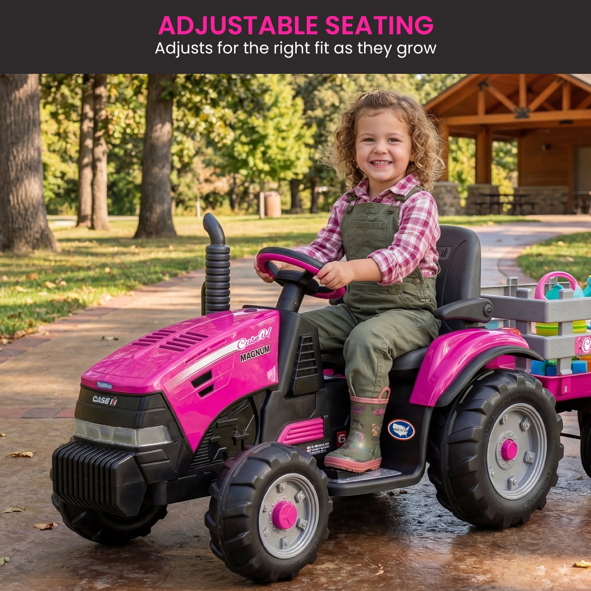 Ride On Tractor 12V Pink 171.45x67.31x62.23cm