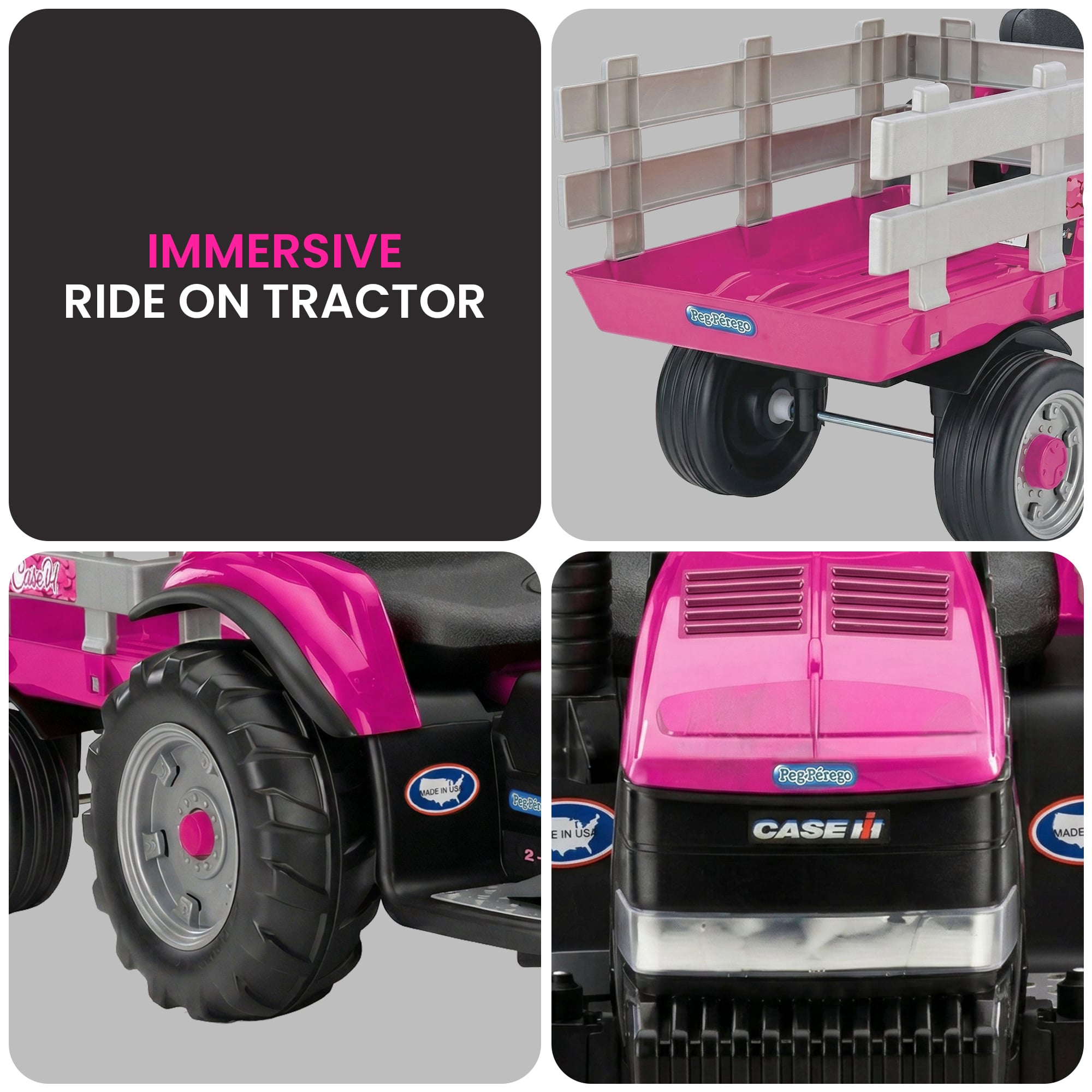 Ride On Tractor 12V Pink 171.45x67.31x62.23cm