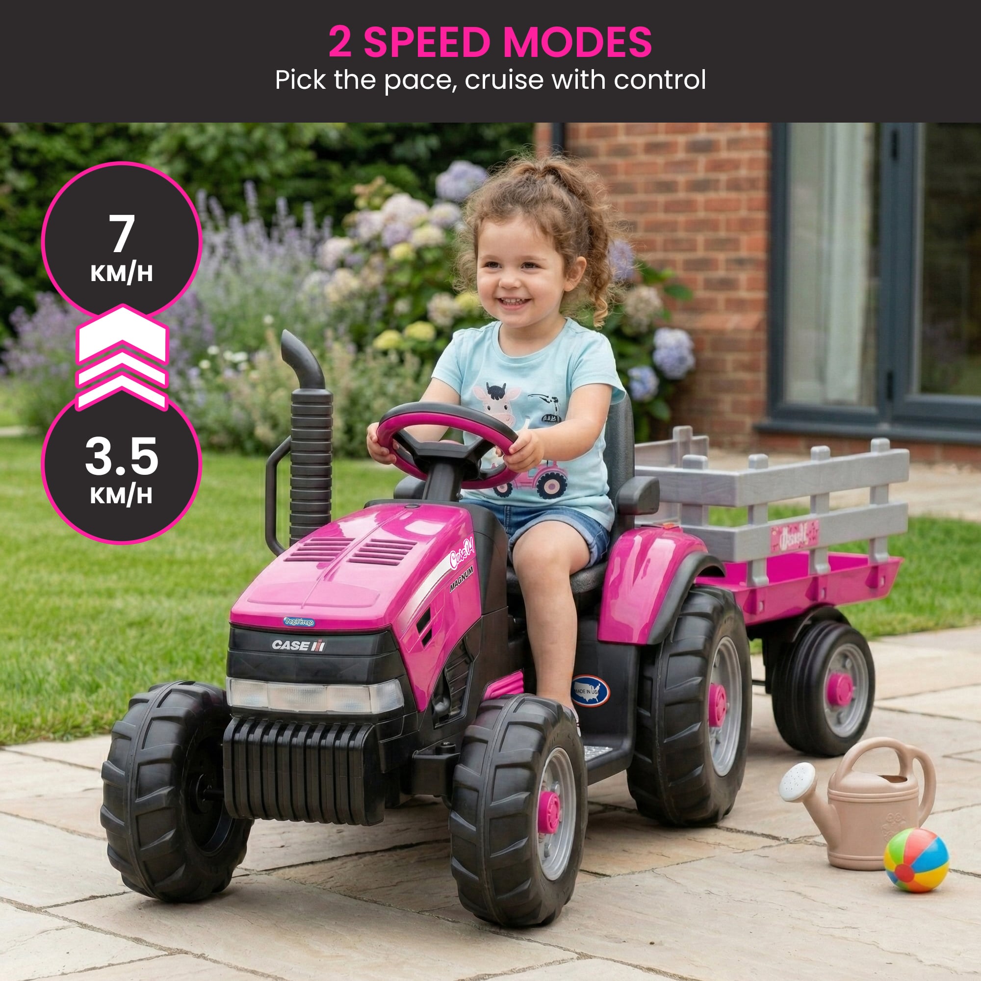 Ride On Tractor 12V Pink 171.45x67.31x62.23cm