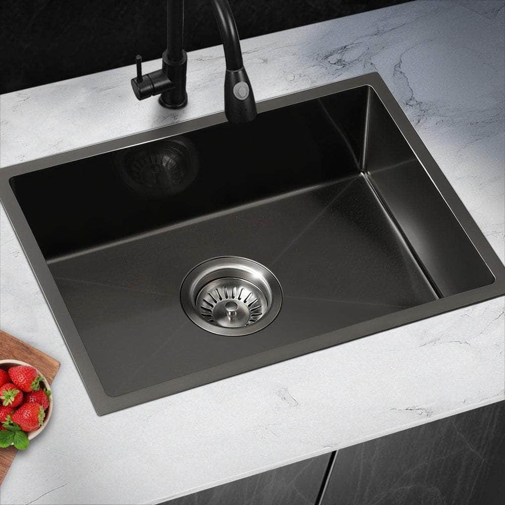 44X38CM Stainless Steel Sink Single Bowl with Waste Black