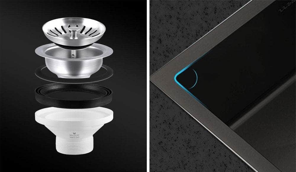 44X38CM Stainless Steel Sink Single Bowl with Waste Black
