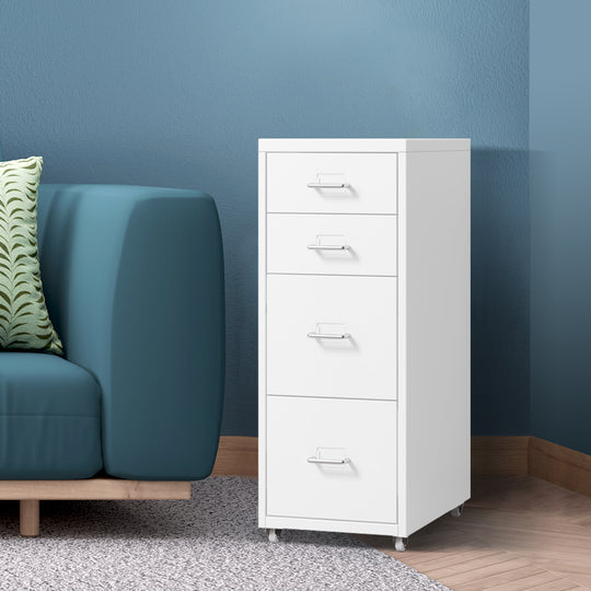 4-Drawer Office Cabinet White Storage Filing Drawers Furniture, SC9 id