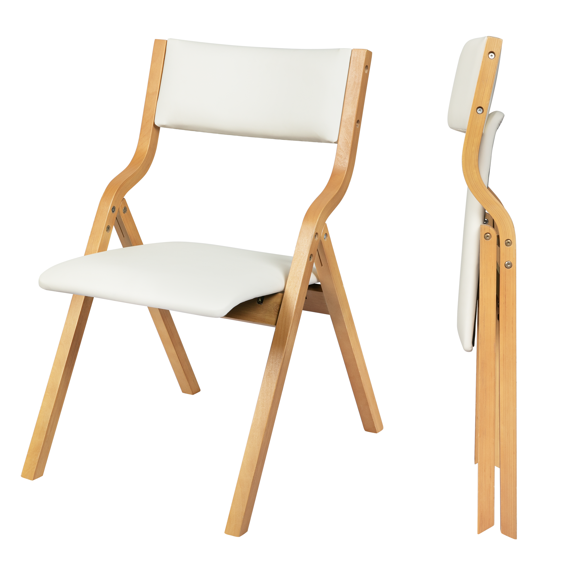 Premium 6x Dining Chairs Foldable PU Beige  Scandi Inspired Design