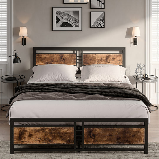 Queen Metal Bed Frame With Sturdy Support - Size Mattress Base Platform