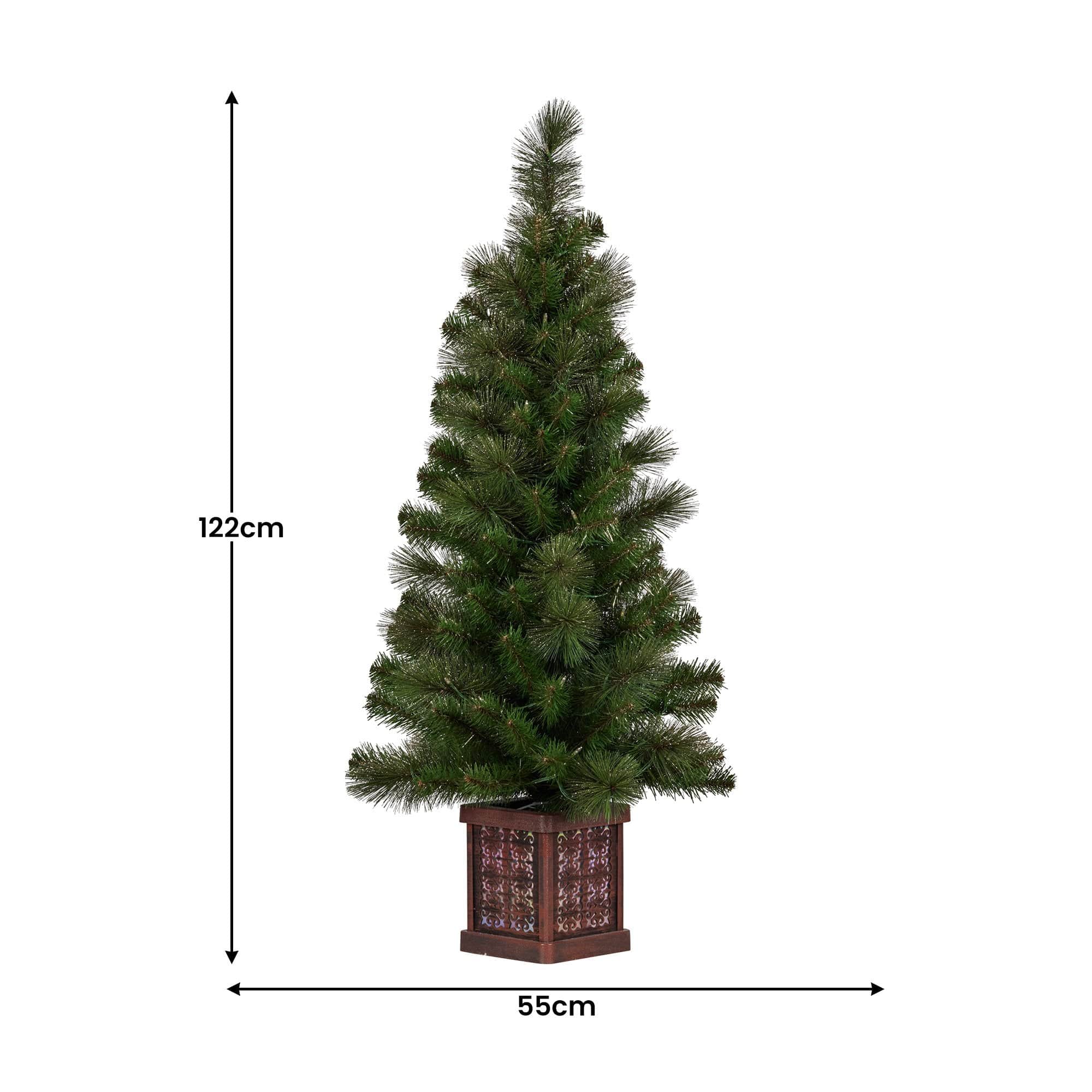 4ft Christmas Tree Glittery Gold Pine Foliage LED Multi Lights Xmas Decor