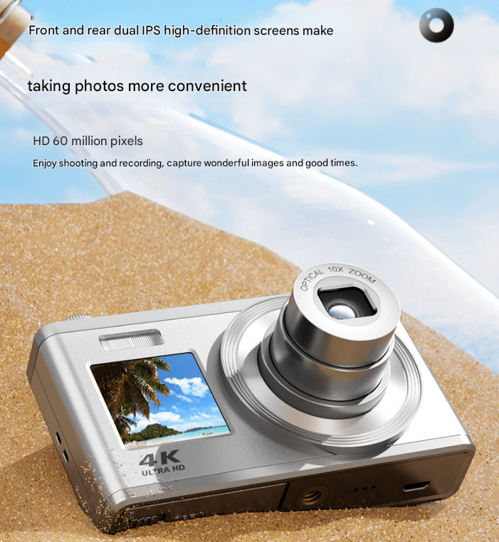 4K Digital Camera - 10X Zoom, Dual-Screen Vlogging