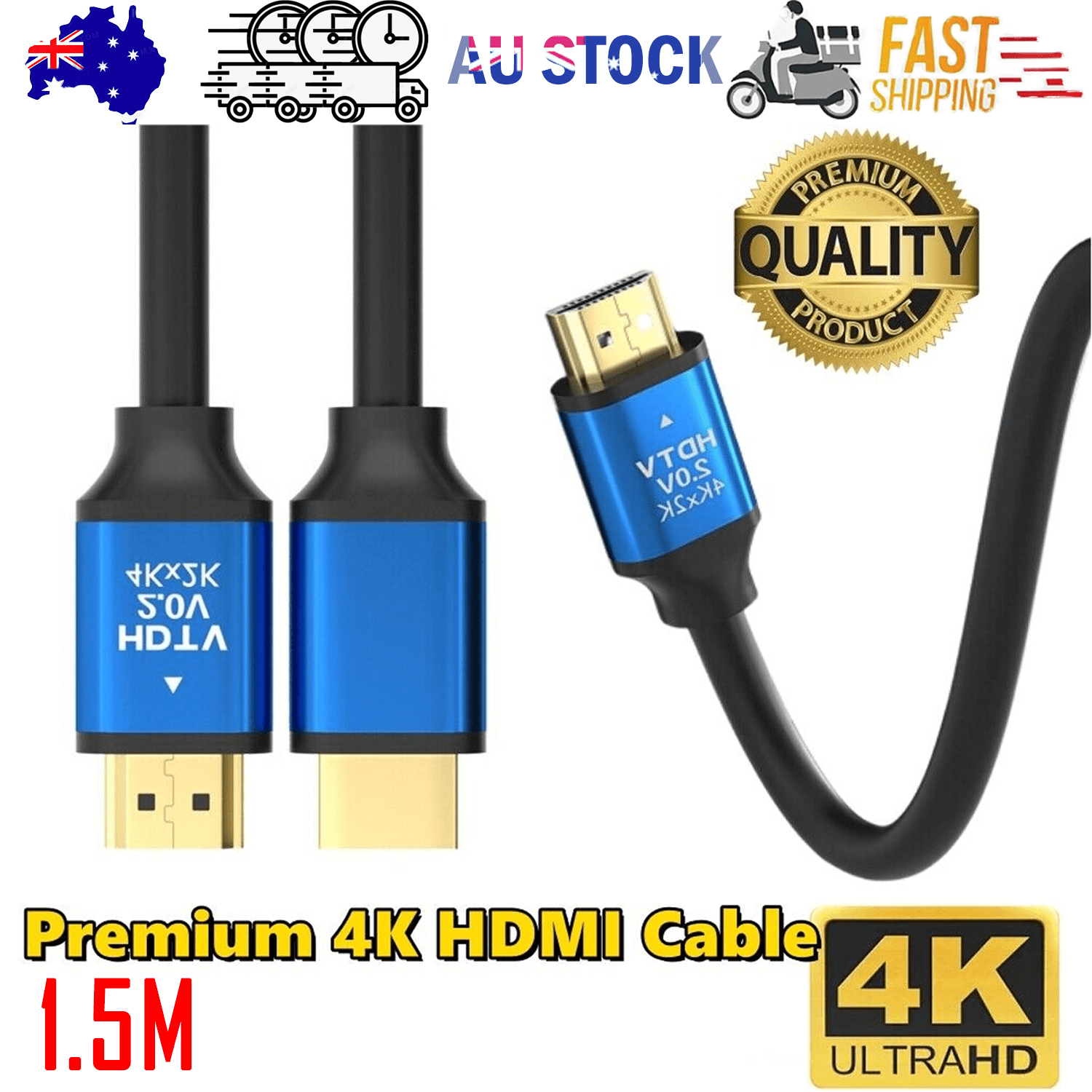 4K Premium HDMI Cable V2.0 Ultra HD 3D High Speed Ethernet 1.5m