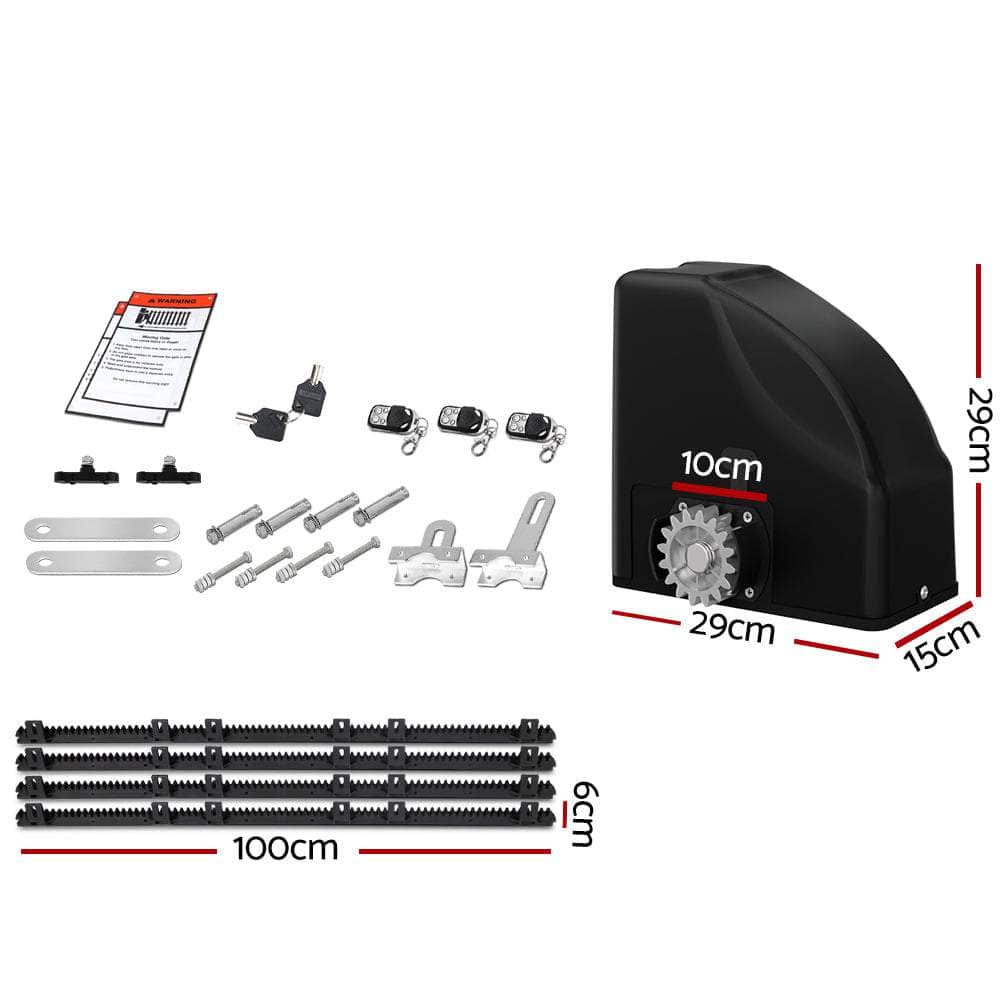 4M/6M Sliding Gate Opener Kit with 3 Control Remotes | Fence & Gate Accessories