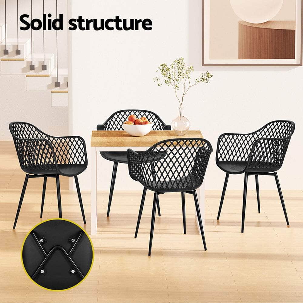 4PC Outdoor Dining Chairs PP Lounge Chair Patio Furniture Garden Black
