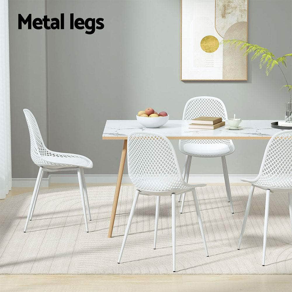 4Pc Outdoor Dining Chairs Pp Lounge Chair Patio Garden Furniture White