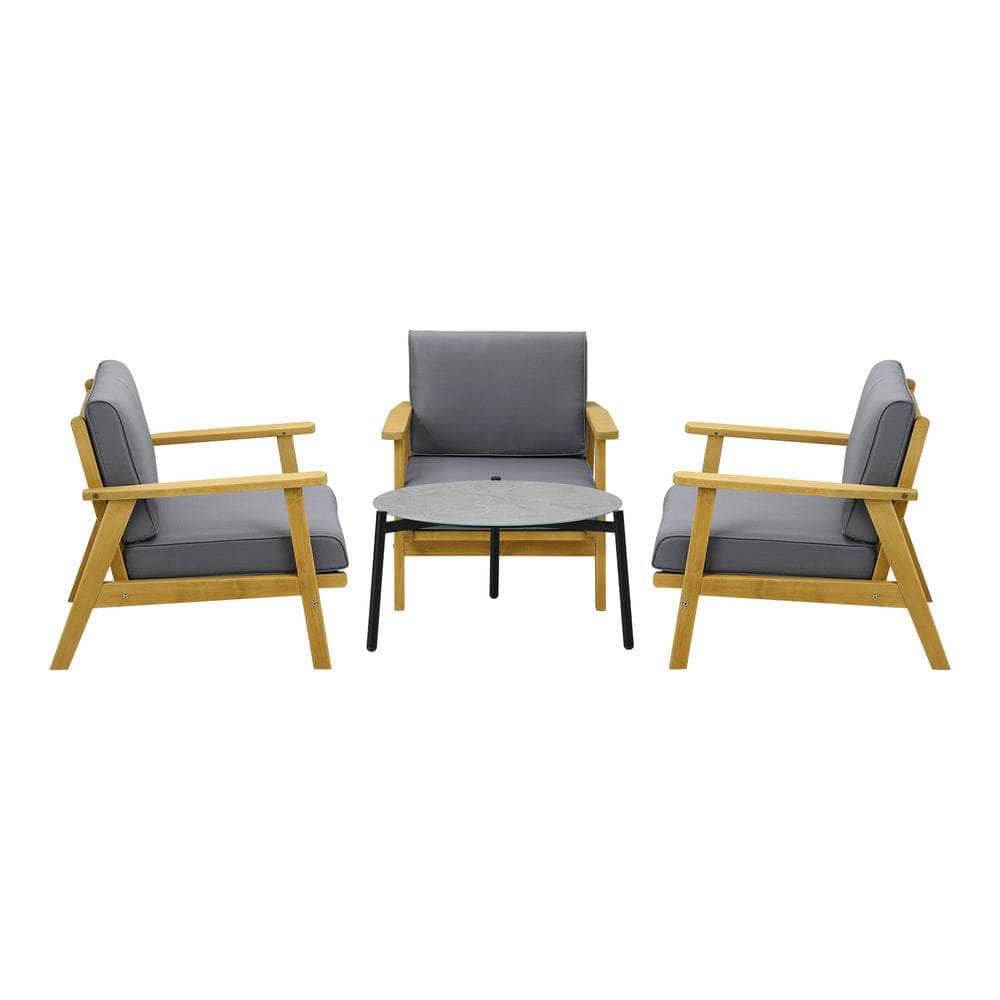 4PCS & 5PCS Outdoor Lounge Set Grey Chairs with Coffee Side Table for Patio/Garden