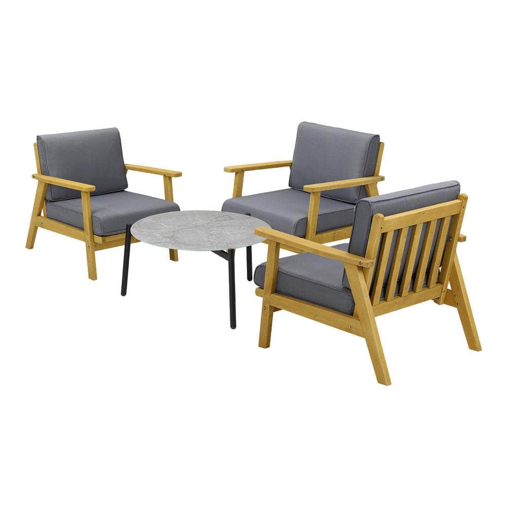 4PCS & 5PCS Outdoor Lounge Set Grey Chairs with Coffee Side Table for Patio/Garden