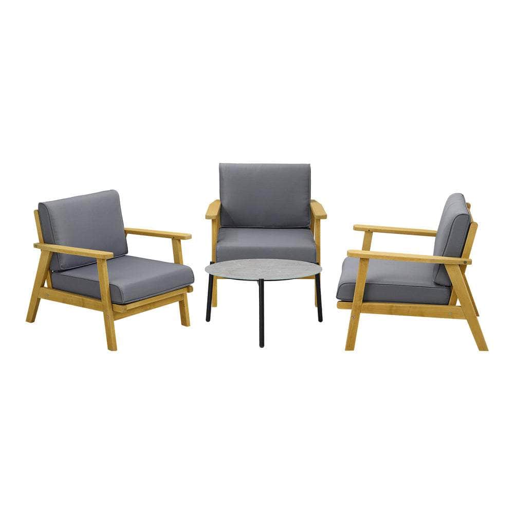 4PCS & 5PCS Outdoor Lounge Set Grey Chairs with Coffee Side Table for Patio/Garden