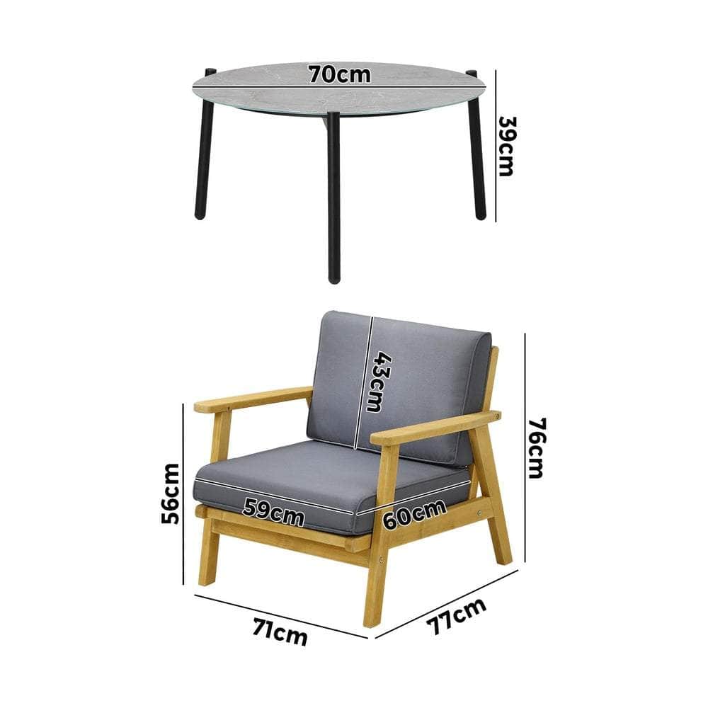4PCS & 5PCS Outdoor Lounge Set Grey Chairs with Coffee Side Table for Patio/Garden