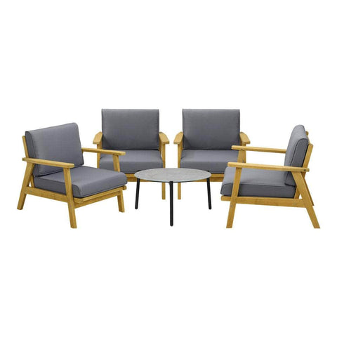 4PCS & 5PCS Outdoor Lounge Set Grey Chairs with Coffee Side Table for Patio/Garden